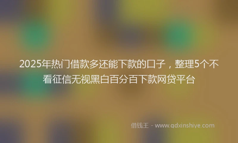 2025年热门借款多还能下款的口子，整理5个不看征信无视黑白百分百下款网贷平台