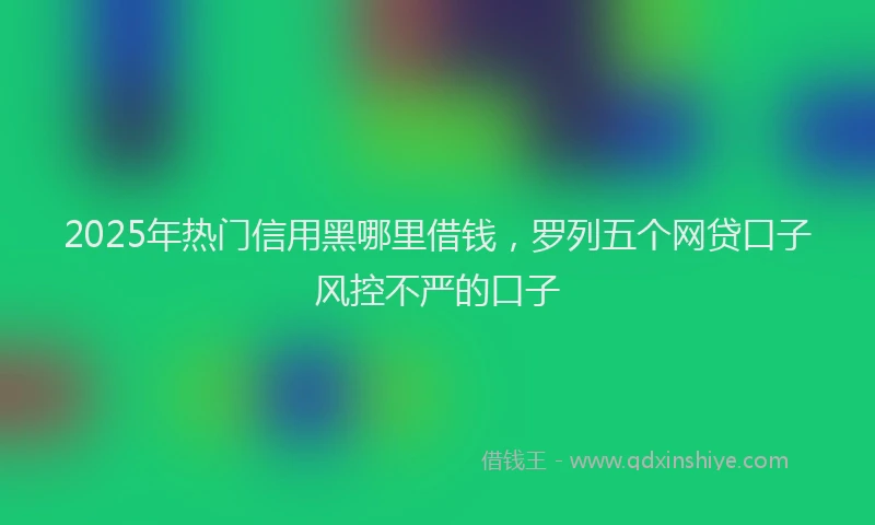 2025年热门信用黑哪里借钱，罗列五个网贷口子风控不严的口子