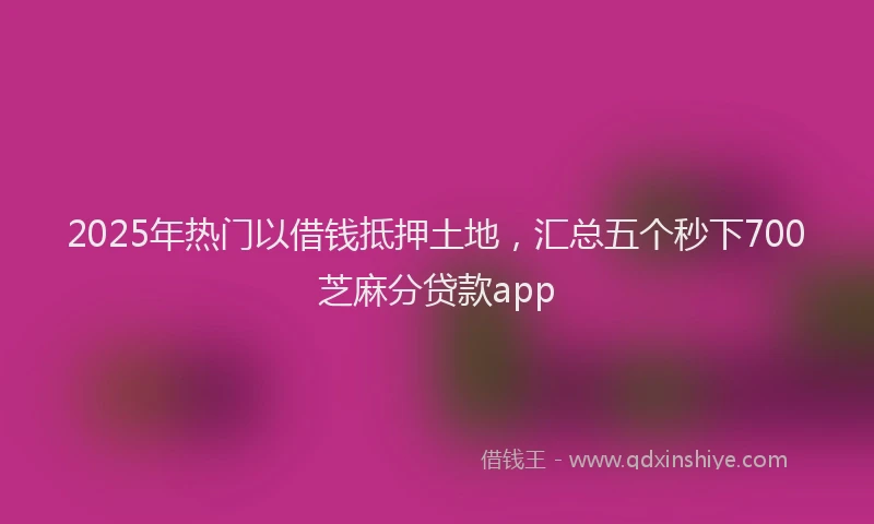 2025年热门以借钱抵押土地，汇总五个秒下700芝麻分贷款app