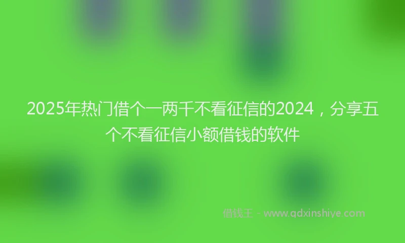 2025年热门借个一两千不看征信的2024，分享五个不看征信小额借钱的软件
