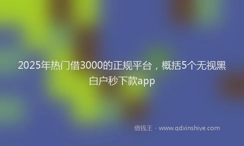 2025年热门借3000的正规平台，概括5个无视黑白户秒下款app