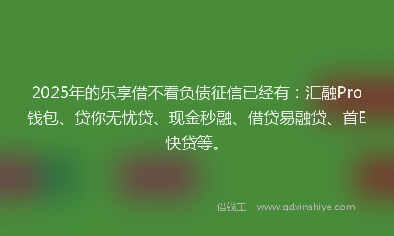 2025年的乐享借不看负债征信已经有：汇融Pro钱包、贷你无忧贷、现金秒融、借贷易融贷、首E快贷等。