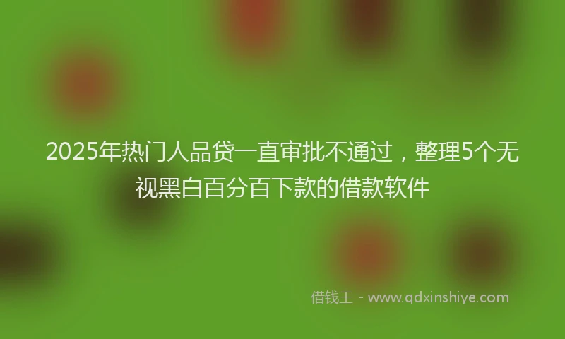 2025年热门人品贷一直审批不通过，整理5个无视黑白百分百下款的借款软件