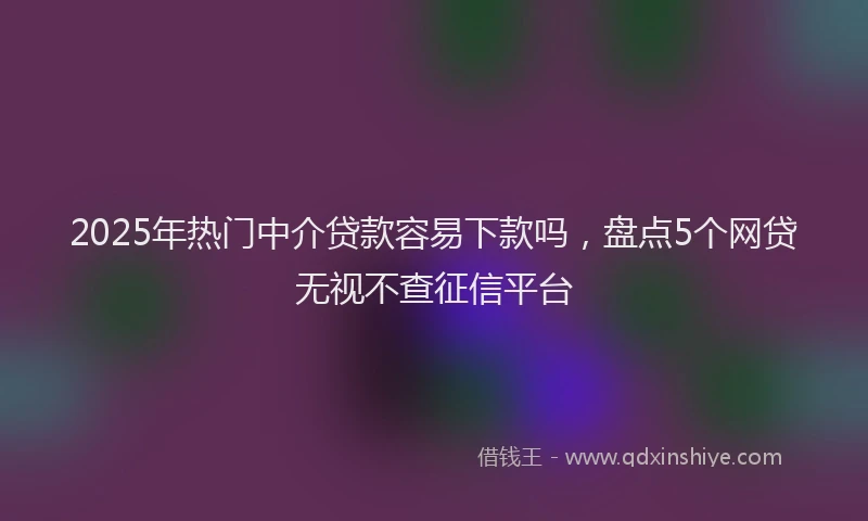 2025年热门中介贷款容易下款吗，盘点5个网贷无视不查征信平台