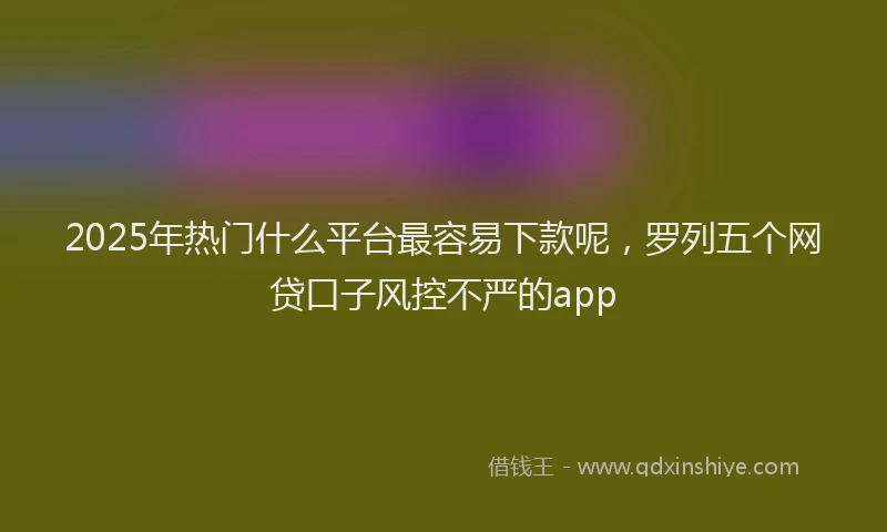 2025年热门什么平台最容易下款呢，罗列五个网贷口子风控不严的app