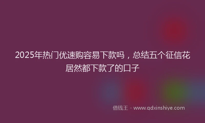 2025年热门优速购容易下款吗，总结五个征信花居然都下款了的口子