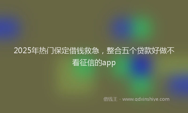 2025年热门保定借钱救急，整合五个贷款好做不看征信的app