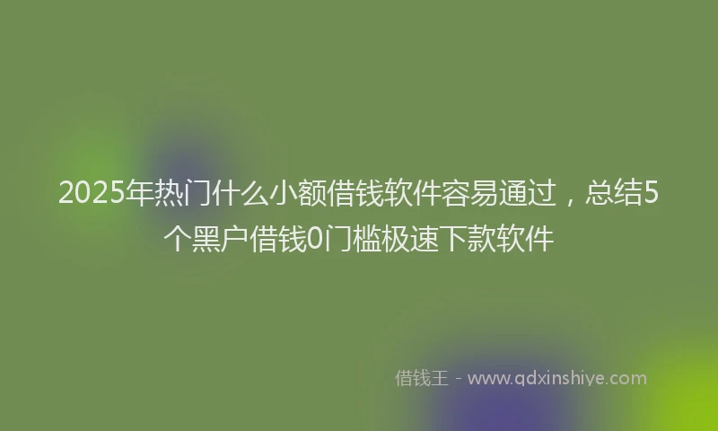 2025年热门什么小额借钱软件容易通过，总结5个黑户借钱0门槛极速下款软件