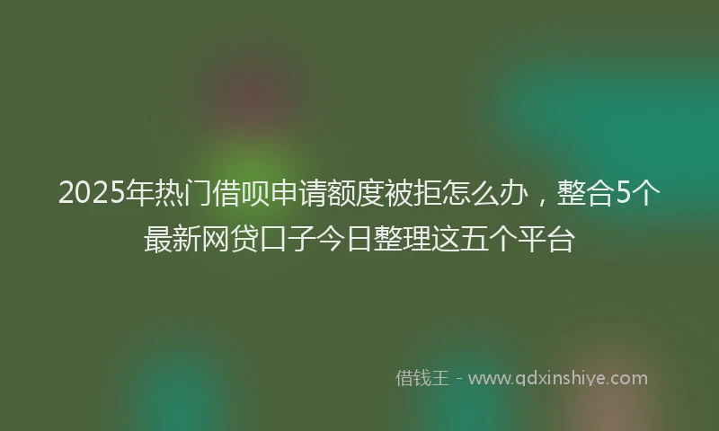 2025年热门借呗申请额度被拒怎么办，整合5个最新网贷口子今日整理这五个平台