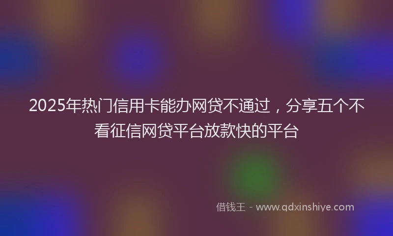 2025年热门信用卡能办网贷不通过，分享五个不看征信网贷平台放款快的平台