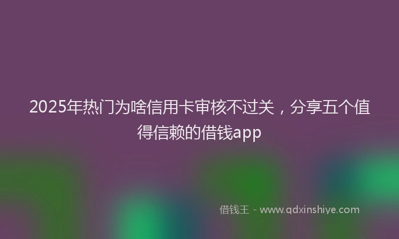 2025年热门为啥信用卡审核不过关，分享五个值得信赖的借钱app