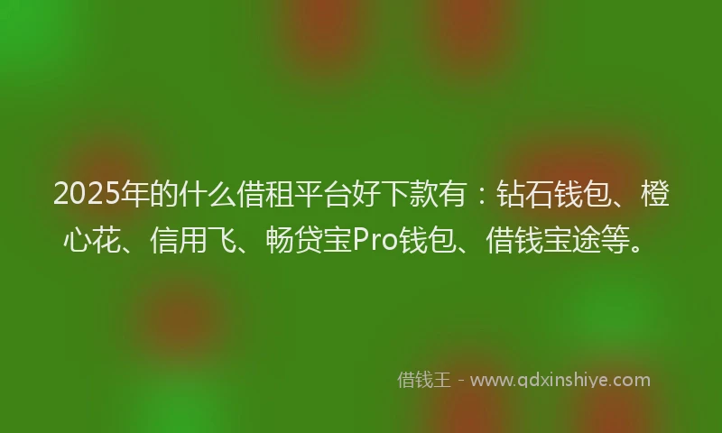 2025年的什么借租平台好下款有：钻石钱包、橙心花、信用飞、畅贷宝Pro钱包、借钱宝途等。