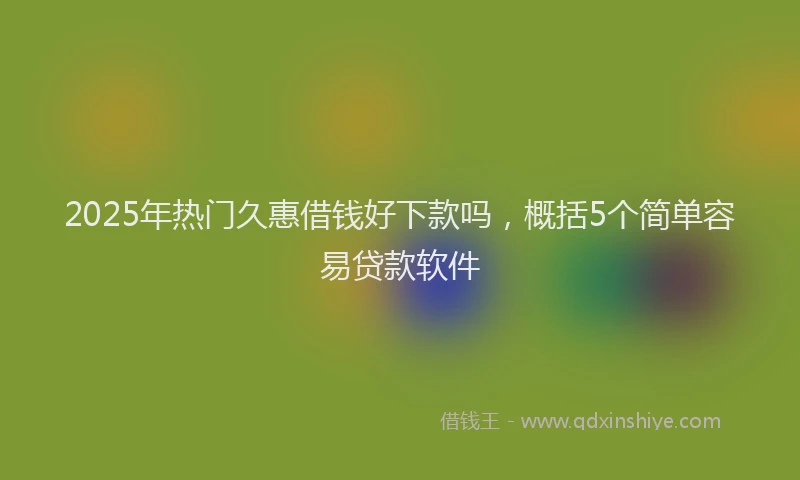 2025年热门久惠借钱好下款吗，概括5个简单容易贷款软件