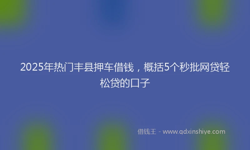 2025年热门丰县押车借钱，概括5个秒批网贷轻松贷的口子