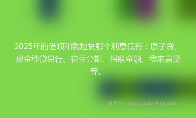 2025年的借呗和微粒贷哪个利息低有：原子贷、现金秒贷易行、花豆分期、招联金融、我来易贷等。