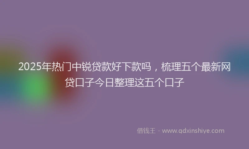 2025年热门中锐贷款好下款吗，梳理五个最新网贷口子今日整理这五个口子