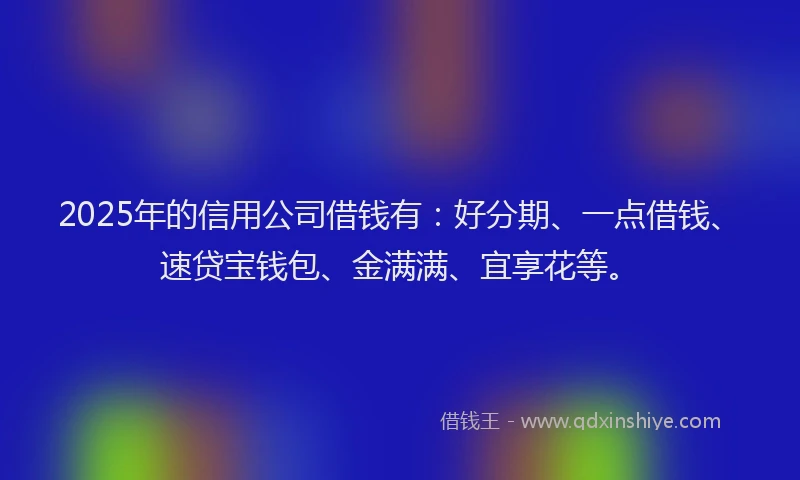 2025年的信用公司借钱有：好分期、一点借钱、速贷宝钱包、金满满、宜享花等。