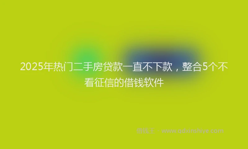 2025年热门二手房贷款一直不下款，整合5个不看征信的借钱软件