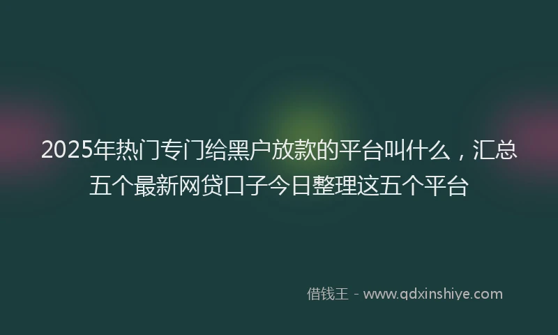 2025年热门专门给黑户放款的平台叫什么，汇总五个最新网贷口子今日整理这五个平台