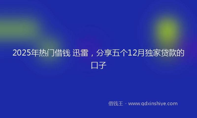 2025年热门借钱 迅雷，分享五个12月独家贷款的口子