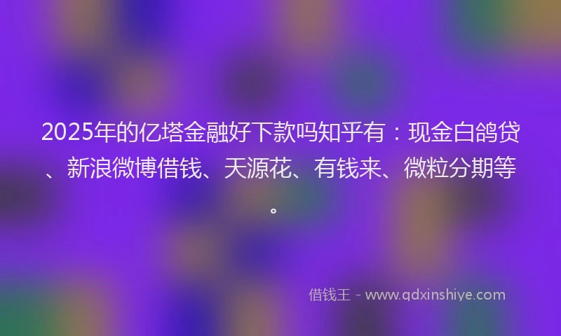 2025年的亿塔金融好下款吗知乎有：现金白鸽贷、新浪微博借钱、天源花、有钱来、微粒分期等。