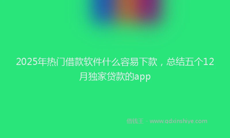 2025年热门借款软件什么容易下款，总结五个12月独家贷款的app