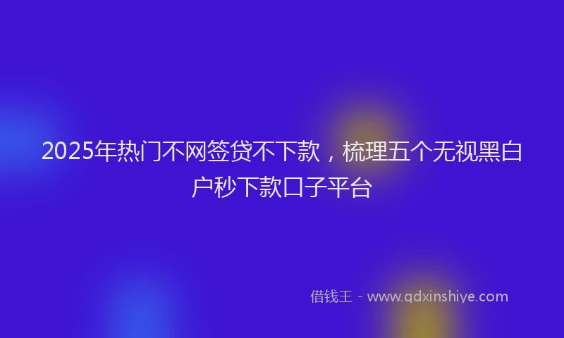 2025年热门不网签贷不下款，梳理五个无视黑白户秒下款口子平台