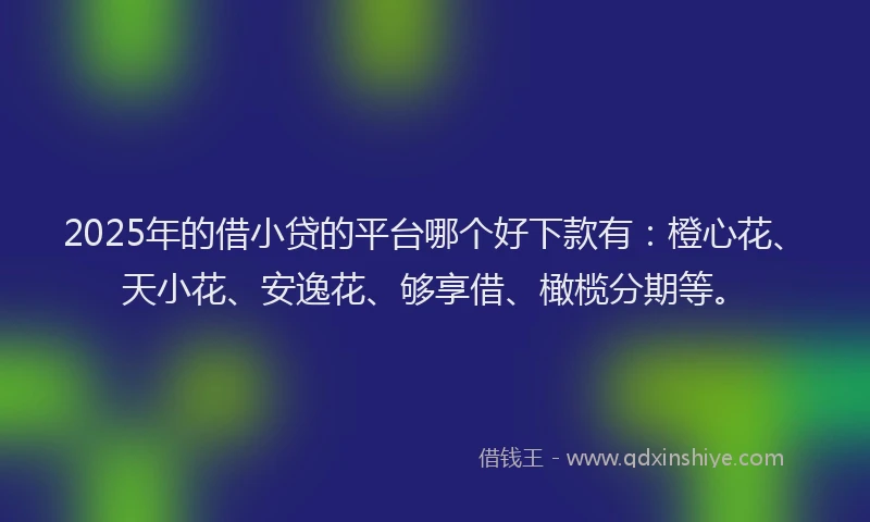 2025年的借小贷的平台哪个好下款有：橙心花、天小花、安逸花、够享借、橄榄分期等。