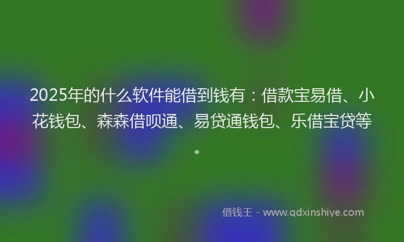 2025年的什么软件能借到钱有：借款宝易借、小花钱包、森森借呗通、易贷通钱包、乐借宝贷等。