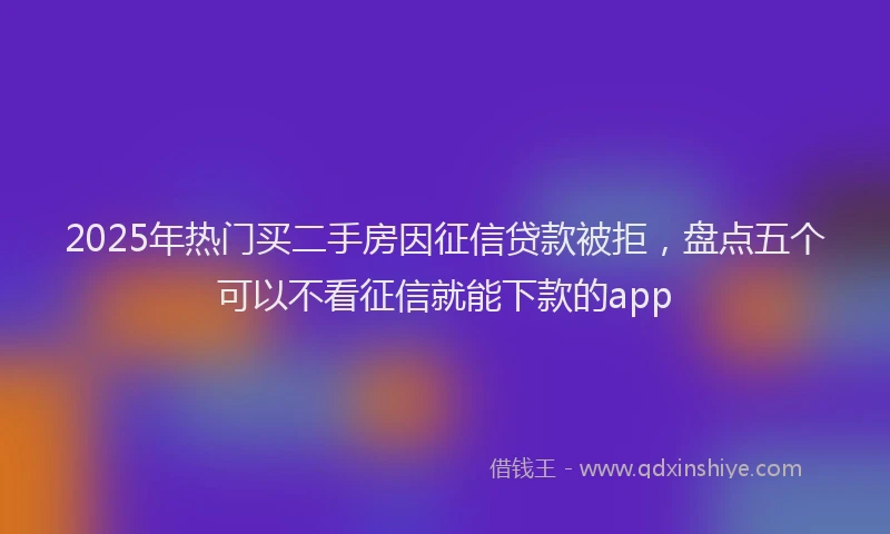 2025年热门买二手房因征信贷款被拒，盘点五个可以不看征信就能下款的app
