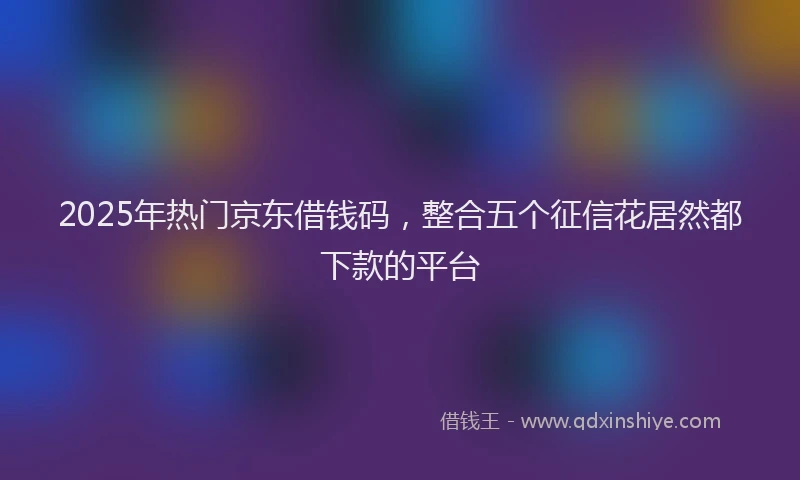 2025年热门京东借钱码，整合五个征信花居然都下款的平台