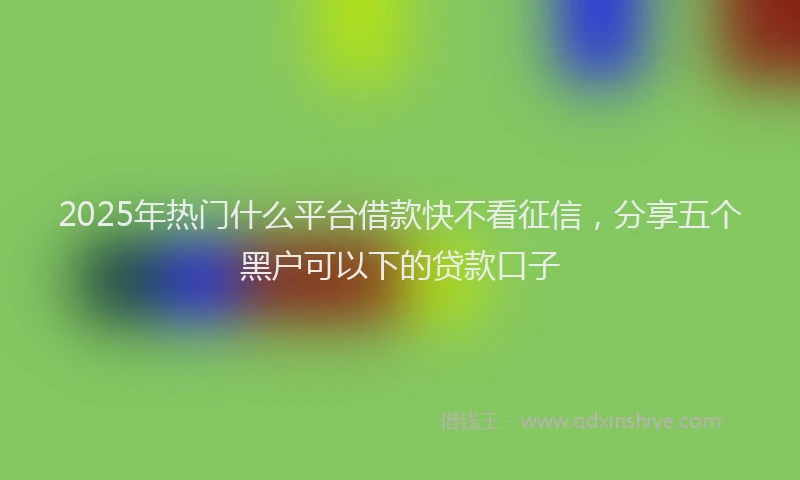 2025年热门什么平台借款快不看征信，分享五个黑户可以下的贷款口子