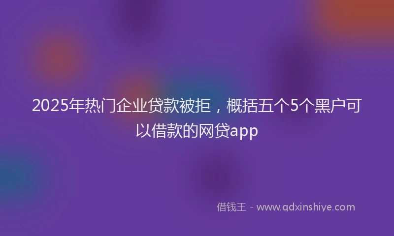 2025年热门企业贷款被拒，概括五个5个黑户可以借款的网贷app