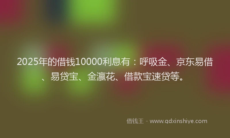 2025年的借钱10000利息有：呼吸金、京东易借、易贷宝、金瀛花、借款宝速贷等。