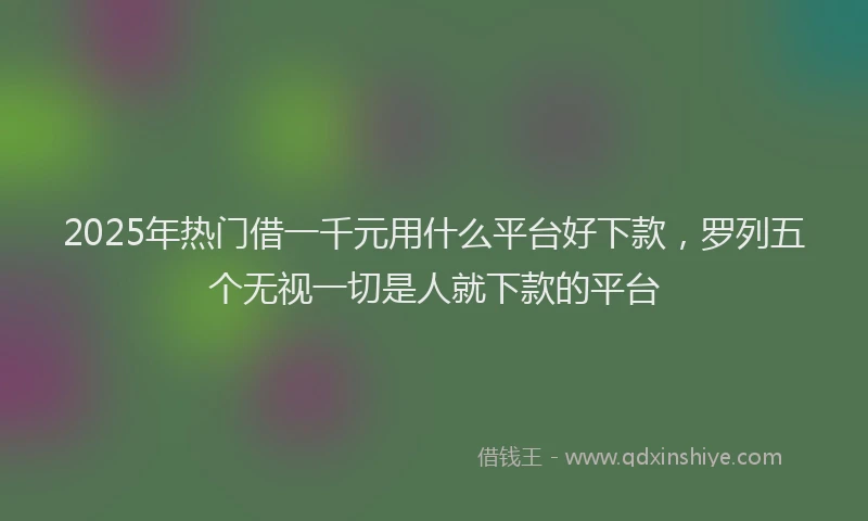 2025年热门借一千元用什么平台好下款，罗列五个无视一切是人就下款的平台