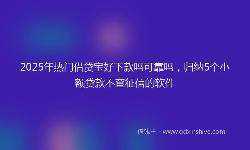 2025年热门借贷宝好下款吗可靠吗，归纳5个小额贷款不查征信的软件
