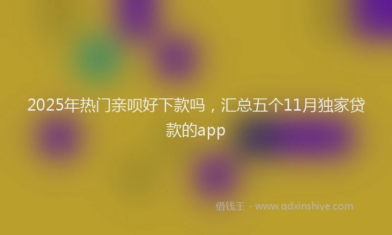 2025年热门亲呗好下款吗，汇总五个11月独家贷款的app