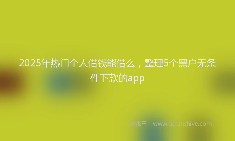 2025年热门个人借钱能借么，整理5个黑户无条件下款的app