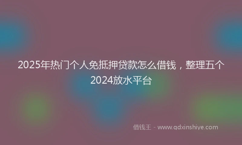 2025年热门个人免抵押贷款怎么借钱，整理五个2024放水平台
