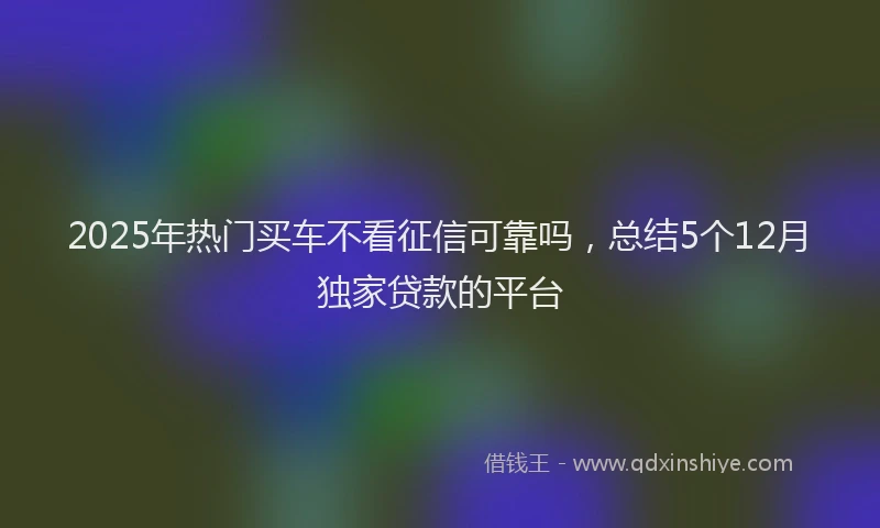 2025年热门买车不看征信可靠吗，总结5个12月独家贷款的平台