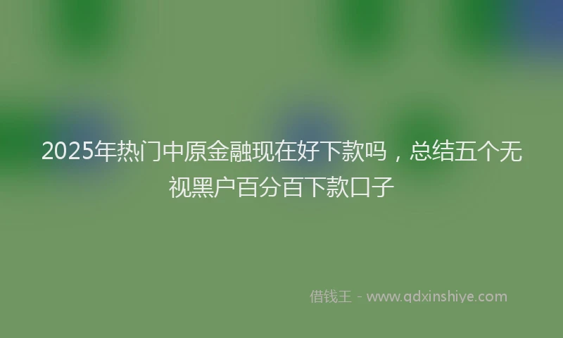 2025年热门中原金融现在好下款吗，总结五个无视黑户百分百下款口子