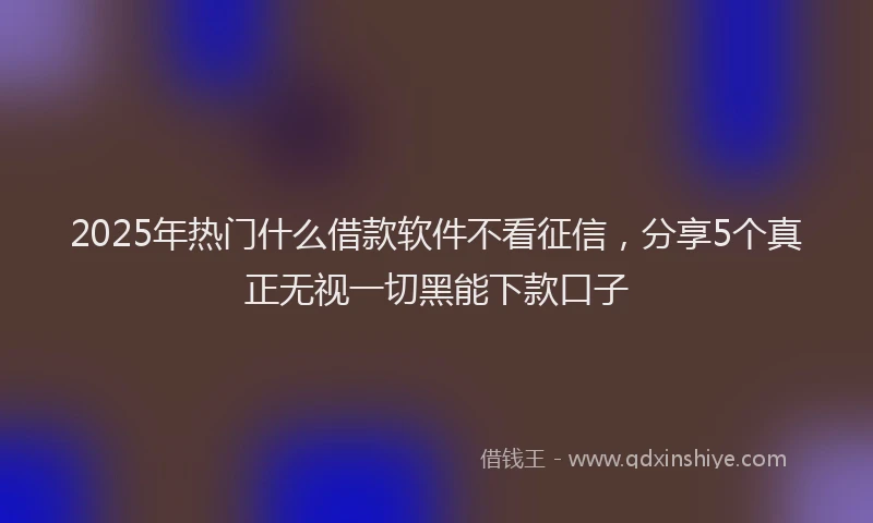 2025年热门什么借款软件不看征信，分享5个真正无视一切黑能下款口子