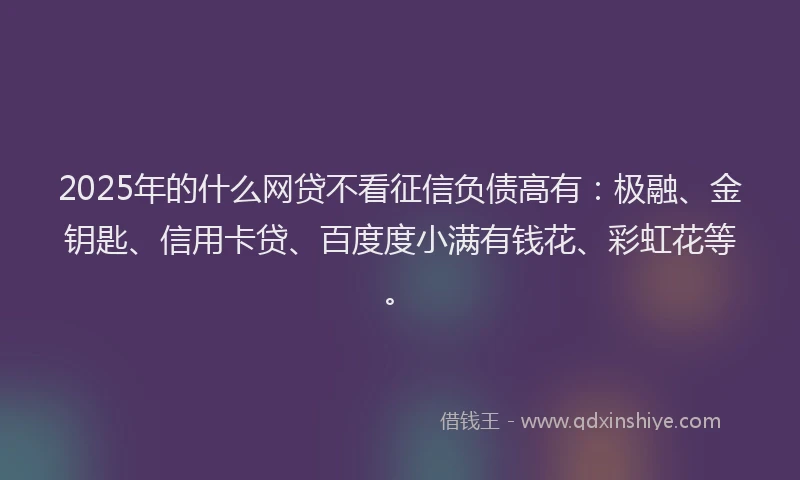 2025年的什么网贷不看征信负债高有：极融、金钥匙、信用卡贷、百度度小满有钱花、彩虹花等。