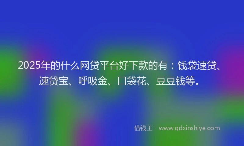 2025年的什么网贷平台好下款的有：钱袋速贷、速贷宝、呼吸金、口袋花、豆豆钱等。