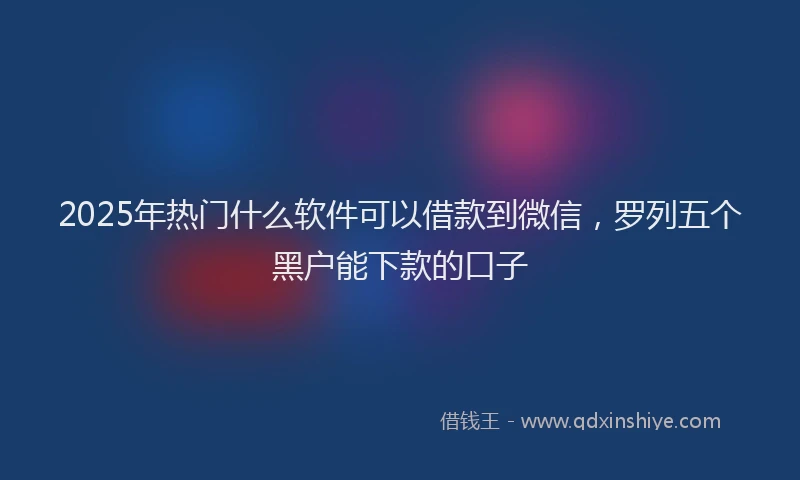 2025年热门什么软件可以借款到微信，罗列五个黑户能下款的口子