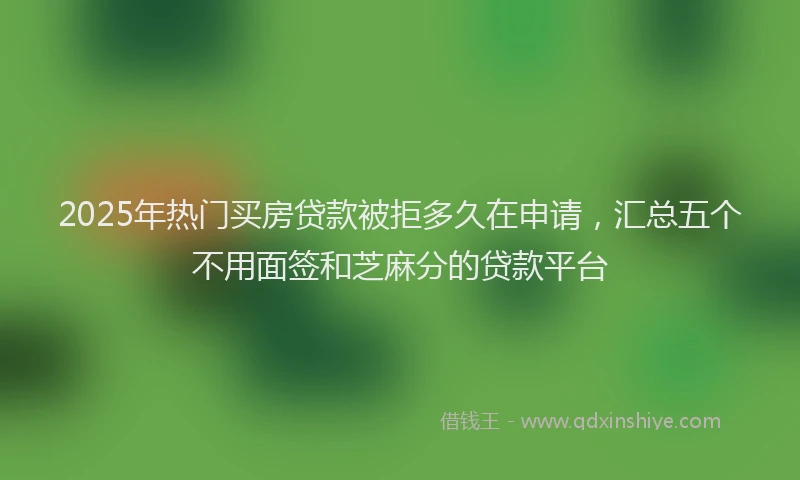 2025年热门买房贷款被拒多久在申请，汇总五个不用面签和芝麻分的贷款平台