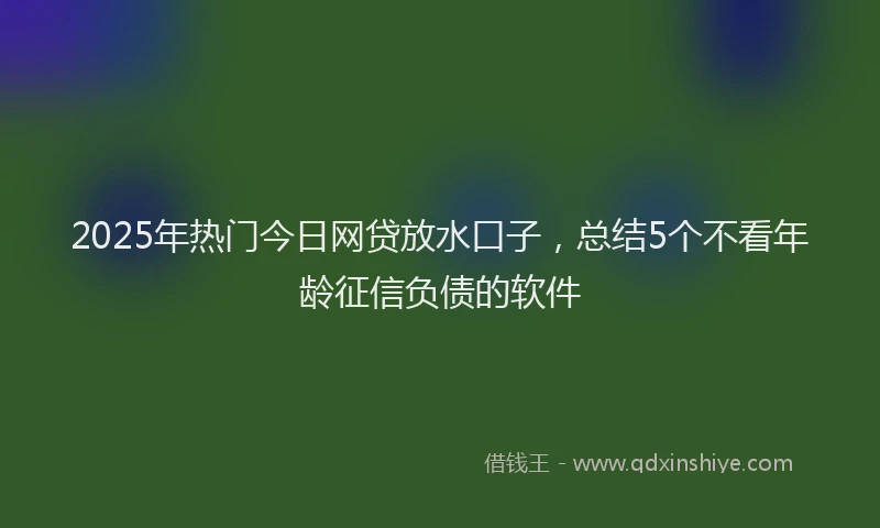 2025年热门今日网贷放水口子，总结5个不看年龄征信负债的软件
