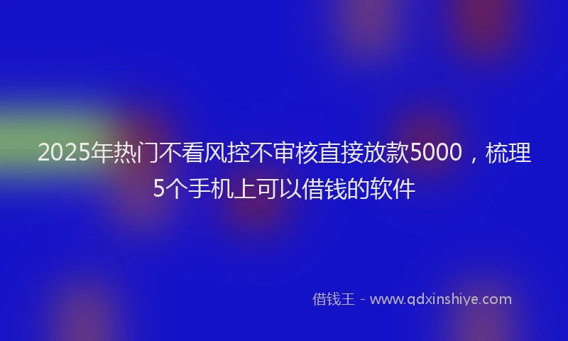 2025年热门不看风控不审核直接放款5000，梳理5个手机上可以借钱的软件
