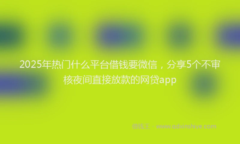 2025年热门什么平台借钱要微信，分享5个不审核夜间直接放款的网贷app