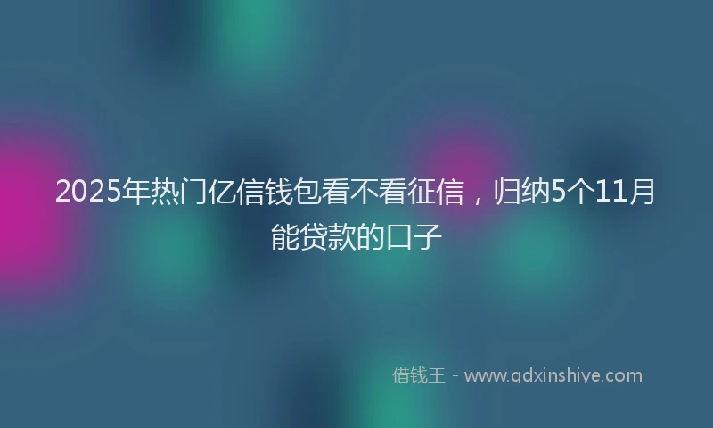 2025年热门亿信钱包看不看征信，归纳5个11月能贷款的口子
